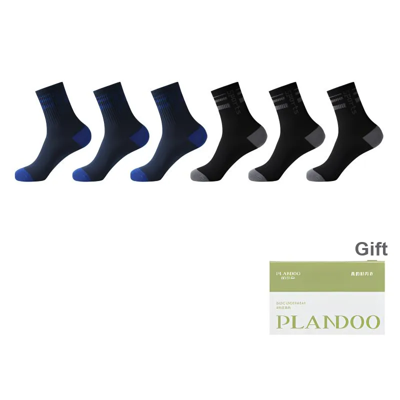 PLANDOO Mid Calf Socks Men's Shopping Bag 6 Pack-28