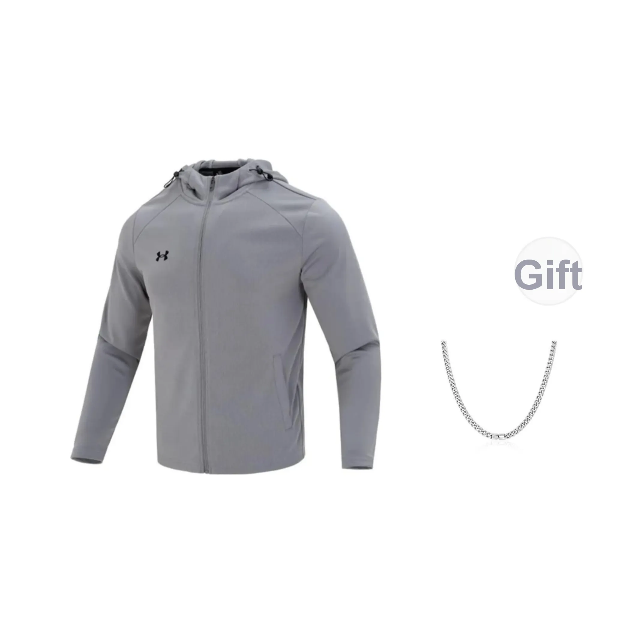 Under Armour Windbreaker Jackets Men Gray, Comes With Necklace