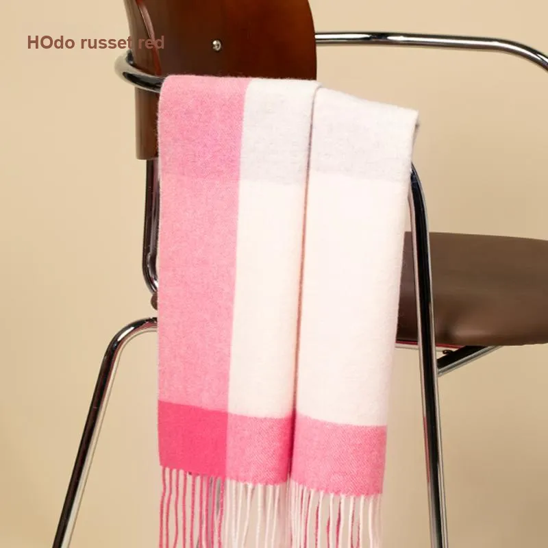 Red Bean 100% Wool Knit Scarves Women's-12