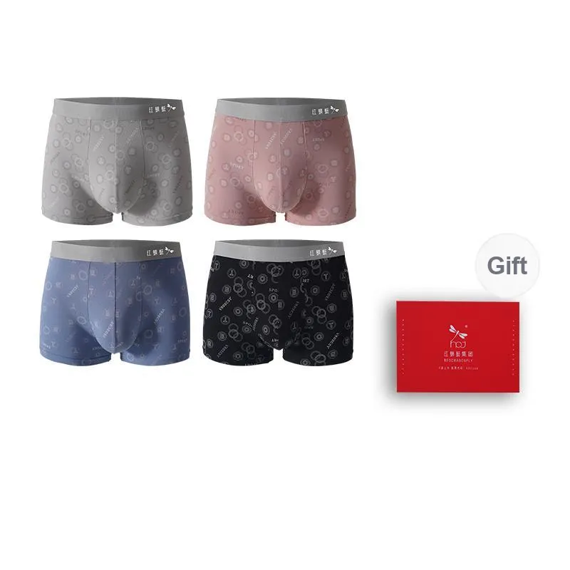 RED DRAGONFLY Cotton Panties Men's 4 Pack Gift Box Set-7