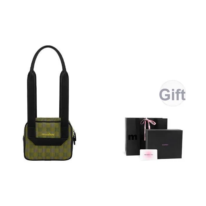 Muuluu Fabric Small Square Bag Handbag Small Size Women's Olive Green/Mocha