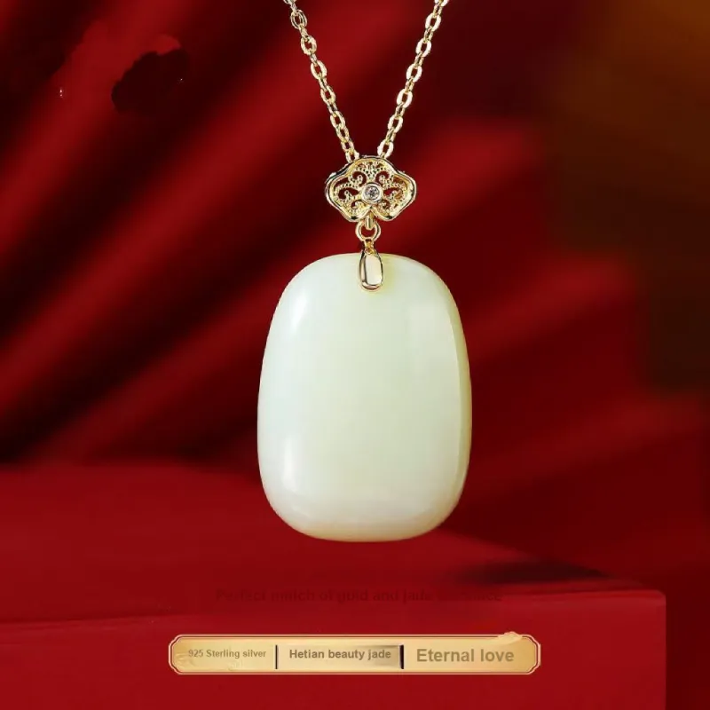Royal Heaven's Choice Hetian Jade Pendants Pale Greenish White Jade Women's-1