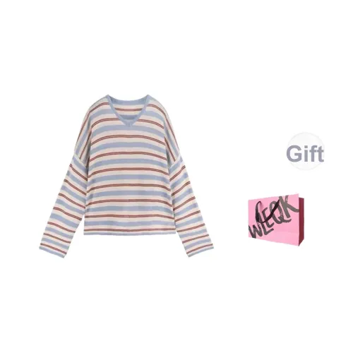 CTRTRC Красный Синий Полосы Женский Трикотаж