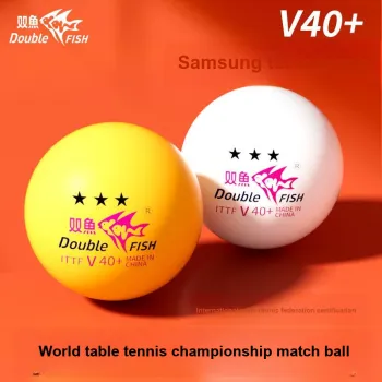 DOUBLEFISH Table Tennis ABS Indoor Outdoor Competition Unisex 10 Pack Box Included Yellow/White
