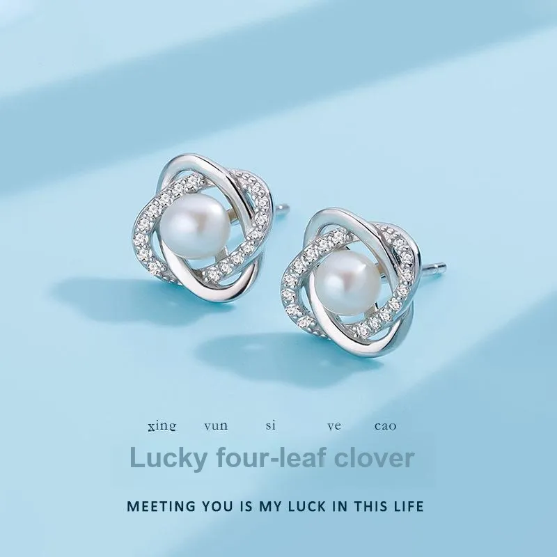 Andaozi Pearl Stud Earrings Women's-1