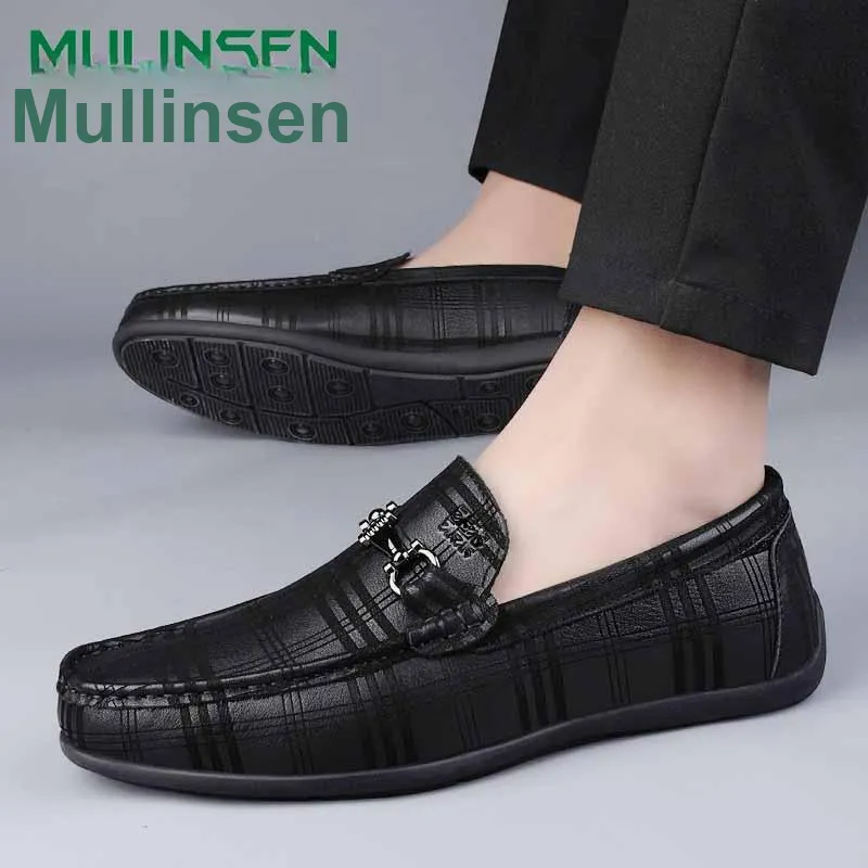 Mulinsen Men's Casual Shoes Men Low Top Black Glossy/Black Pattern-13