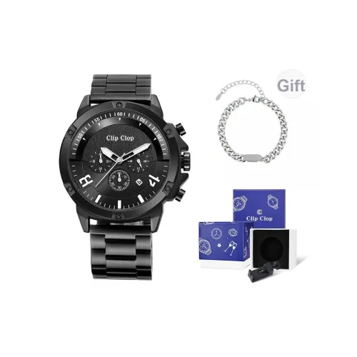 Clip Clop Кварцевый механизм ремешок из нержавеющей стали мужские часы черный циферблат