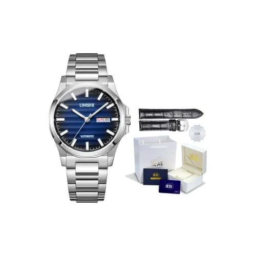 LINGKE Автоматический Механический Механизм Часы Мужские Синий Циферблат