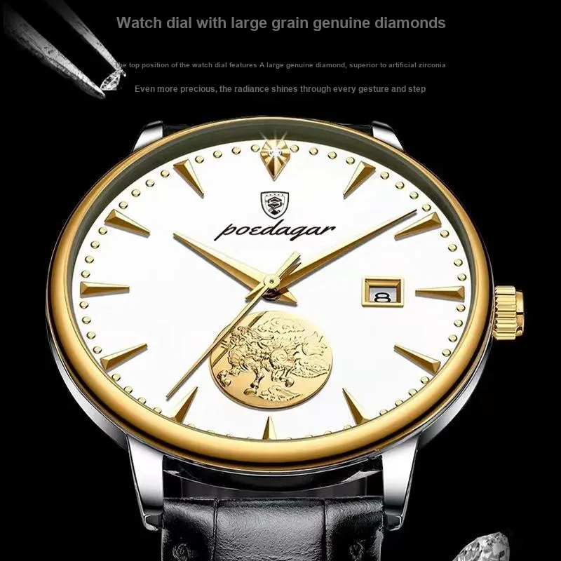 POEDAGAR Automatic Mechanical Movement Watch Men's Watches White Dial-5