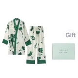 [Gift Box Set]Wooden Chrysanthemum Lace-Up Women's Pants Clothing Sets