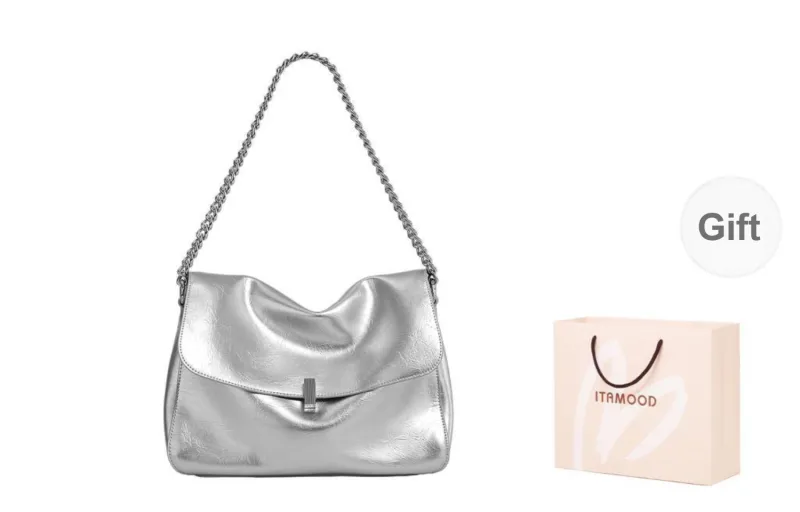 Miao Di Cow Leather Portable One Shoulder Crossbody Bag Regular Women's Starlight White/Moonlight Silver-0