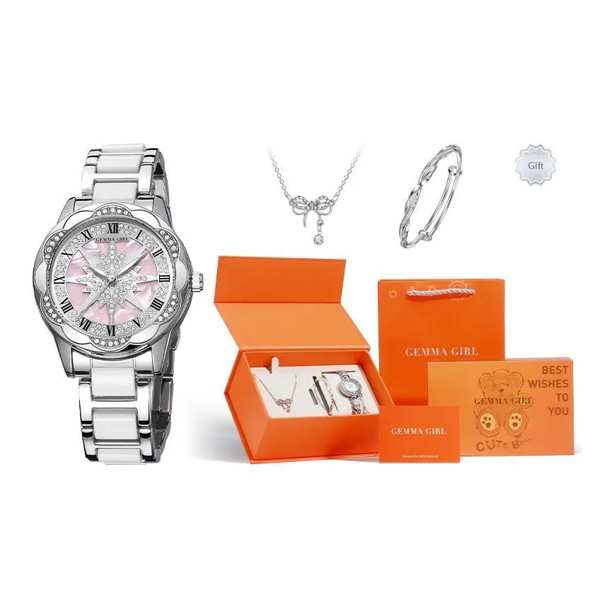 GEMMA GIRL Sun Star Женские часы Кварцевый механизм Часы Розовый циферблат
