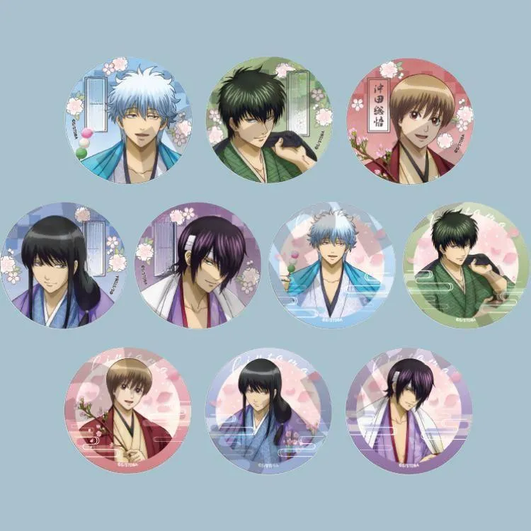 CRUX Toushirou Hijikata, Gintoki Sakata, Shinsuke Takasugi, Kotarou Katsura, Sougo Okita Gintama Badges-3