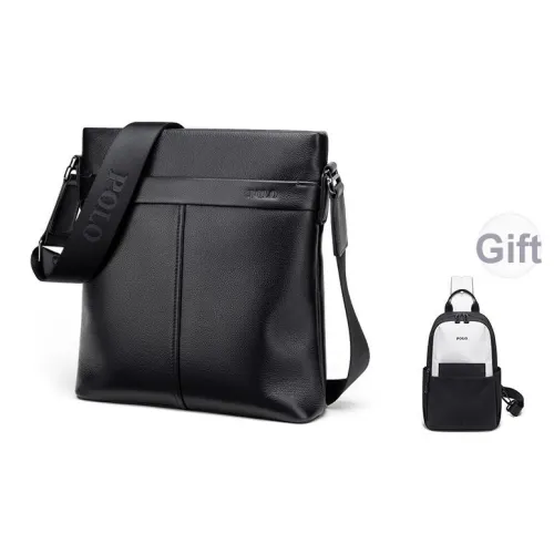 POLO Сумка через плечо из коровьей кожи среднего размера мужская черная