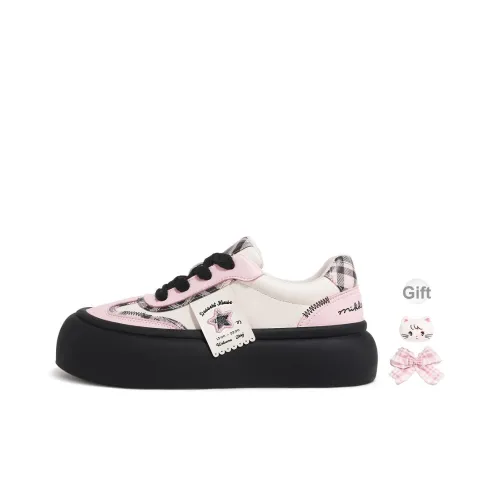 TTKJ MIKKO Коллаборация Преппи стиль Клетчатый Chunky Обувь увеличивающая высоту Устойчивая к истиранию Низкий Топ