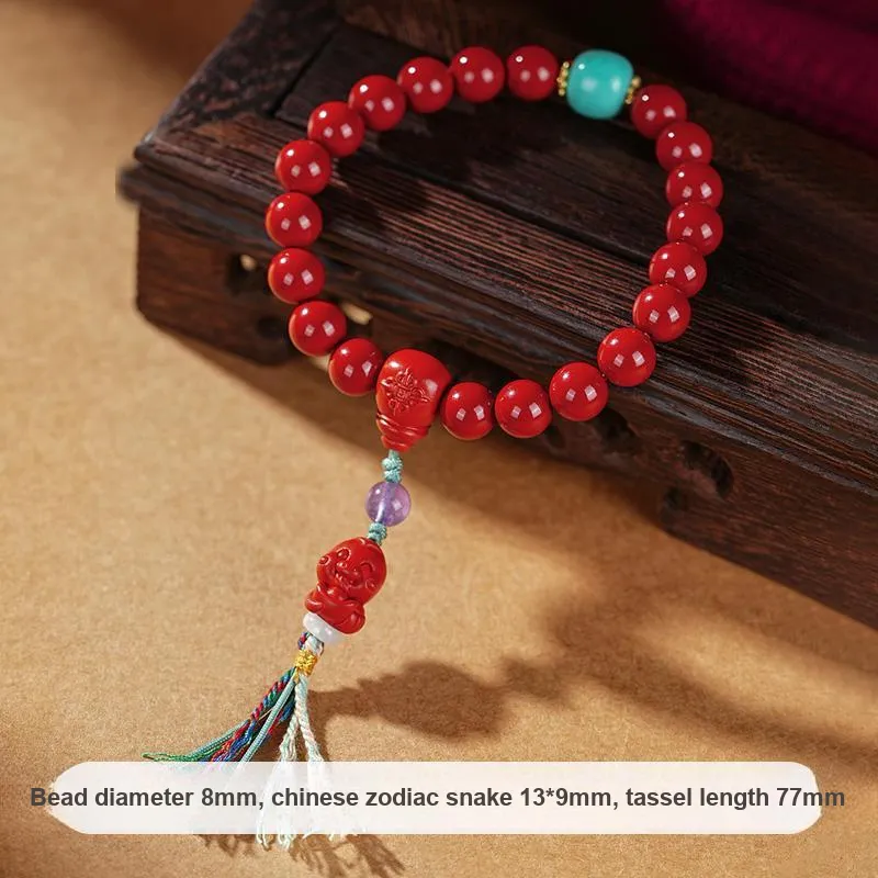 ZHANGKAKA Cinnabar Jade Bracelets Unisex-5