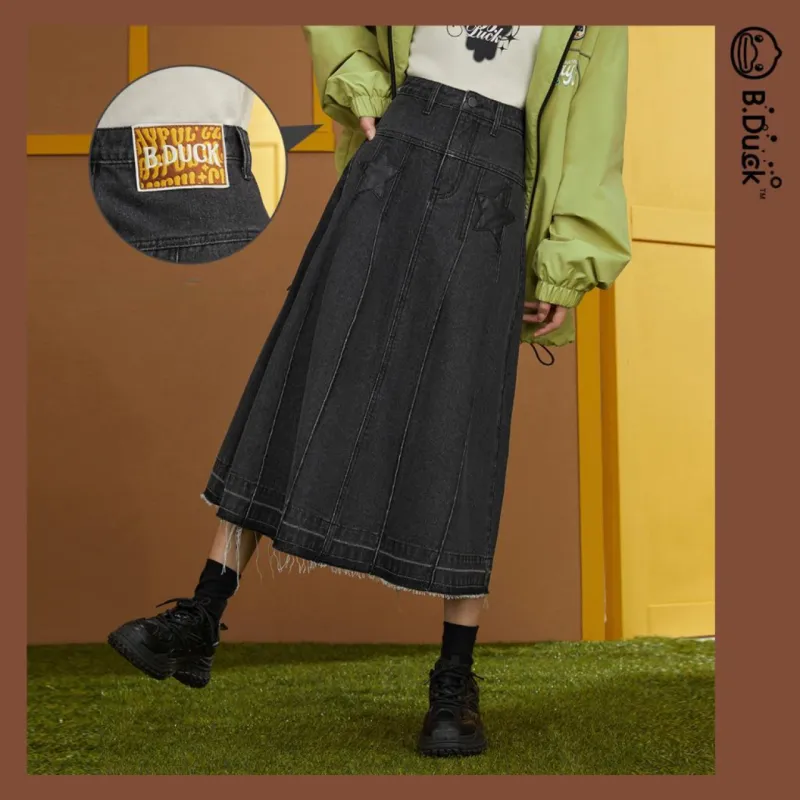 B.Duck Denim Long Skirts Women's Black-2