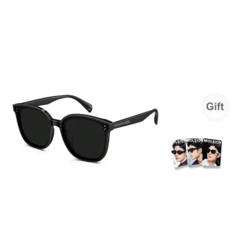 MOLSION Plate Frame Square Sunglasses Unisex Premium Black Super Feel