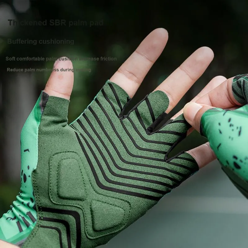 ROCKBROS Riding Equipment Cycling Glove Cycling Unisex Polyester Elastane Nylon PU Black Green-4