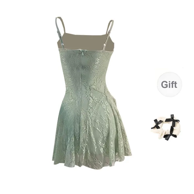 CPAURA Slip Dresses Women's Green+Bowknot Hair Tie Comes With-1