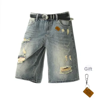 HOKLV Denim Shorts Unisex Nostalgic Blue
