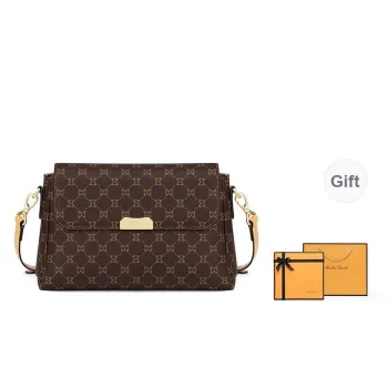 MashaLanti PVC Synthetic Leather Women's Shoulder Bag Crossbody Bag Medium Size Women's Dark Brown & Apricot