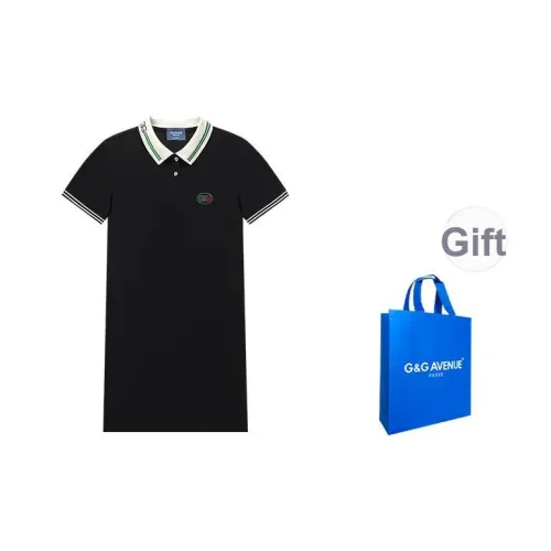 G G AVENUE Черное Женское Длинное Платье с Длинными Рукавами