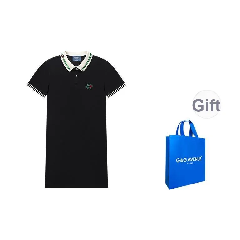 G G AVENUE Черное Женское Длинное Платье с Длинными Рукавами