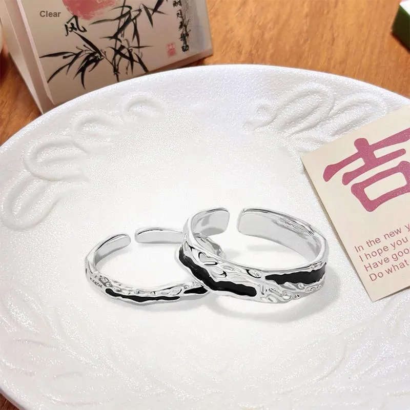TUTAE Alloy Rings Unisex Silver/Black-1
