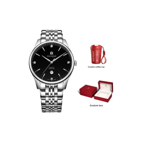 MANJAZ Кварцевый механизм Часы Мужские Черный циферблат