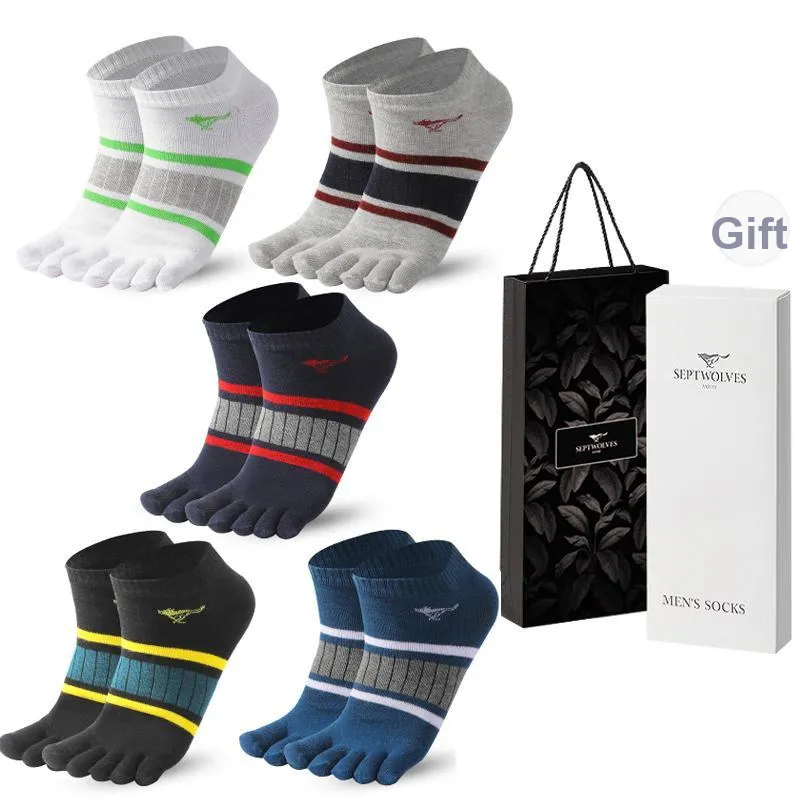 SEPTWOLVES Ankle Socks Men's 5 Pack Gift Box Set+Shopping Bag