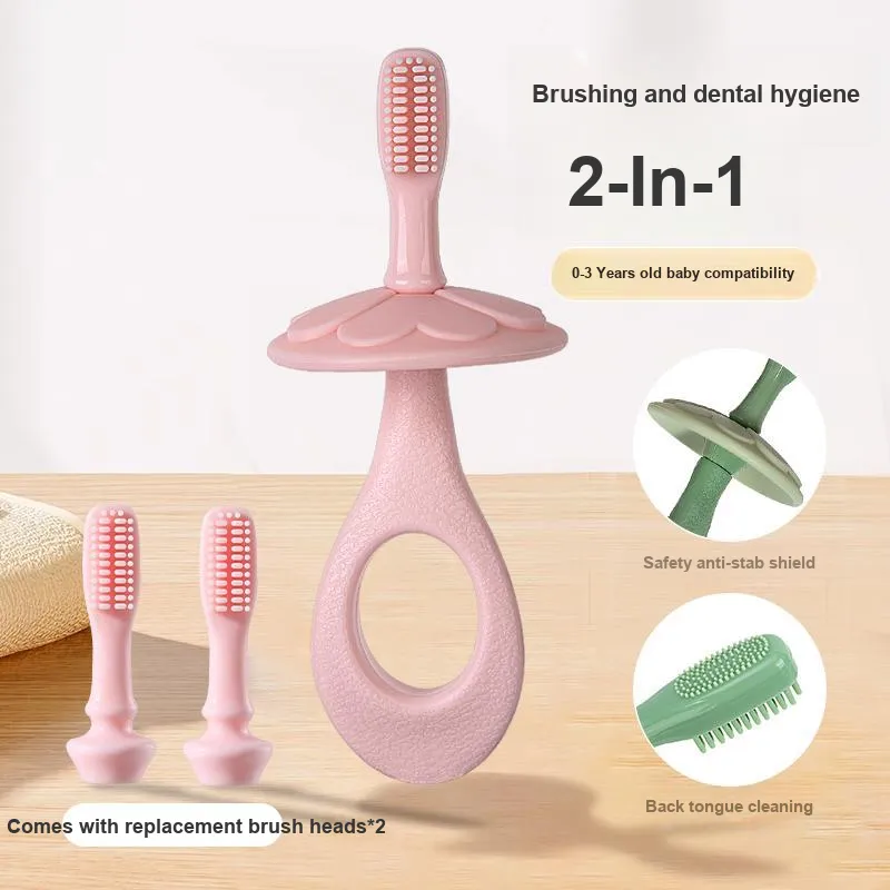 CHENYISHENG Q Me Styling Silicone Detachable And Washable Toothbrushes Single Pack With Two Brush Heads Included-3