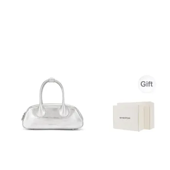 SHEPOK Cow Leather Baguette Bag Shoulder Bag Handbag Regular Women's Silver/Caramel/Cherry Red/Black
