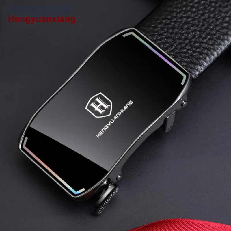 H YXIANG Top Grain Cow Leather Belts Men's 3.5cm-2