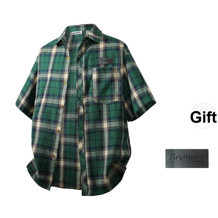 BRUMAIRE Shirt Unisex Green Plaid-0