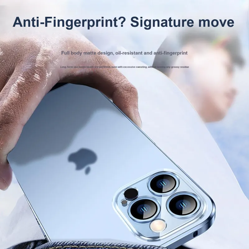 Andmo Metal Advanced Matte Transparent Impact Resistant Phone Case Compatible With Apple 13/13 Pro/13 Pro Max-16