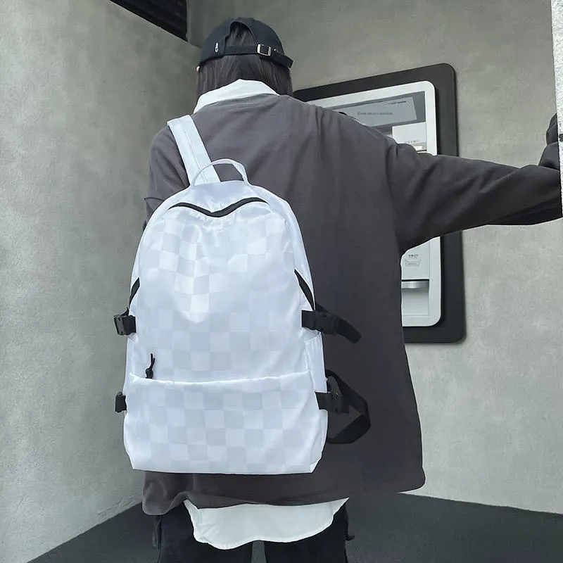 MingLu Nylon Backpack Regular Unisex Black/White-9