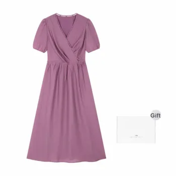Mo Han Yi Mei Short Sleeved Dress Women's Grape Purple