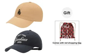 MLB Cotton Baseball Caps Unisex Khaki 2 Piece Shopping Bag