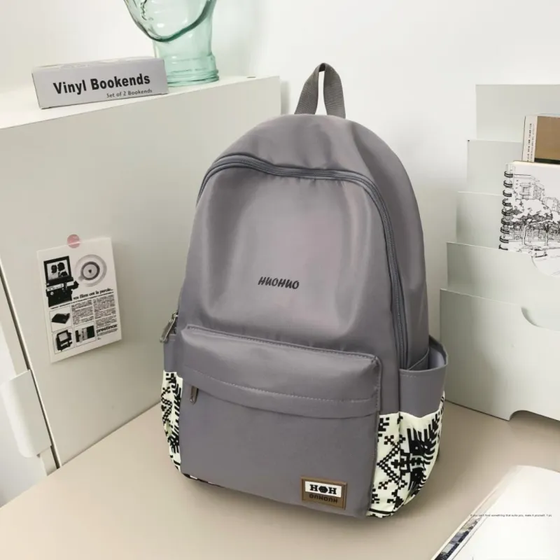 AIBAG Nylon Backpack Unisex White/Gray/Black/Pink/Coffee/Green-11