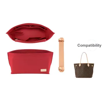 Jingxi Felt Medium Size Tote Bag Shopping Bag Storage Interior Pocket Bag Stand Bag Accessory Women's Red/Beige