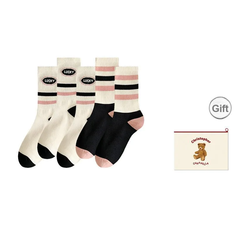 Caramella Mid Calf Socks Women's Shopping Bag Combo Set-8