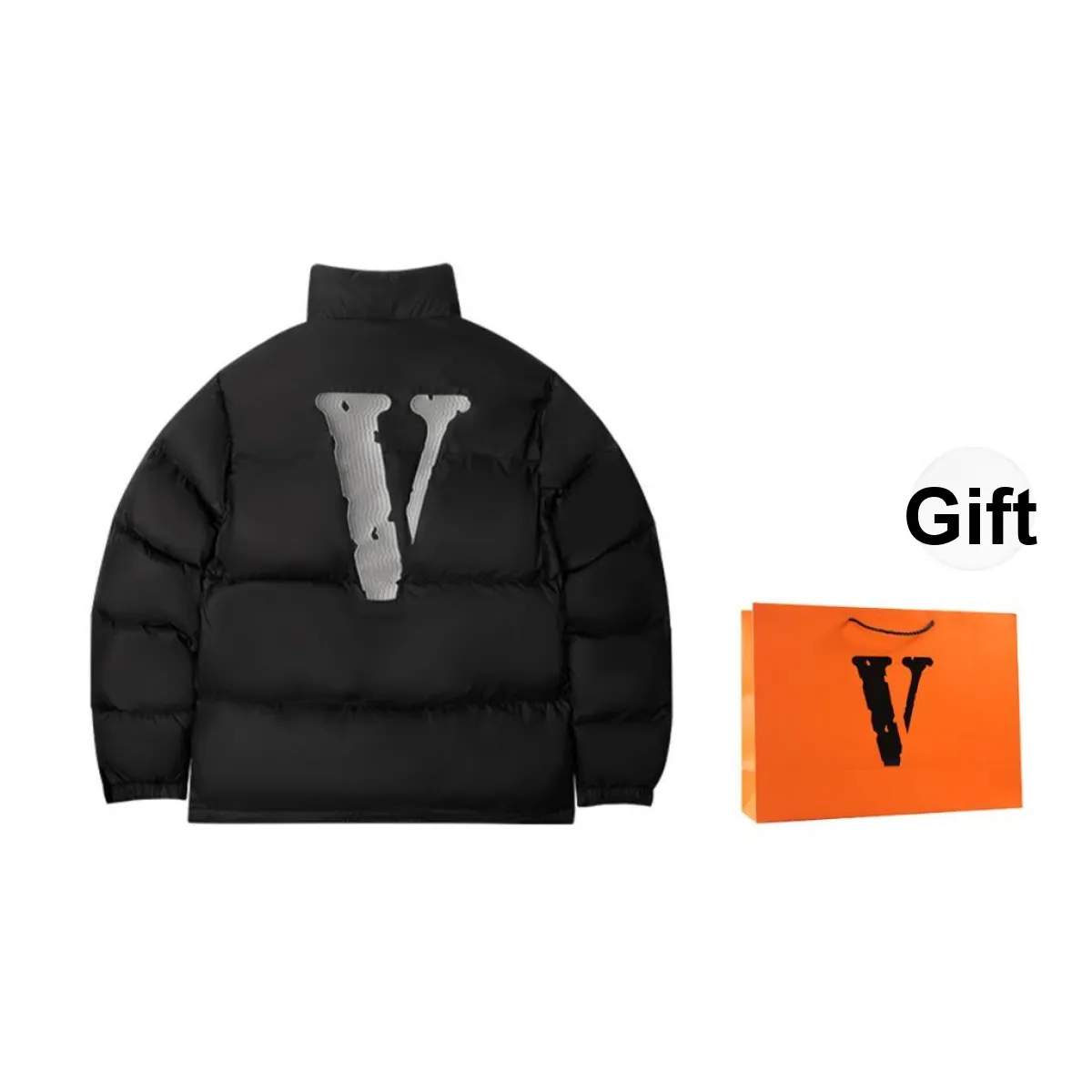 VLONE Down Jacket Unisex Black Silver