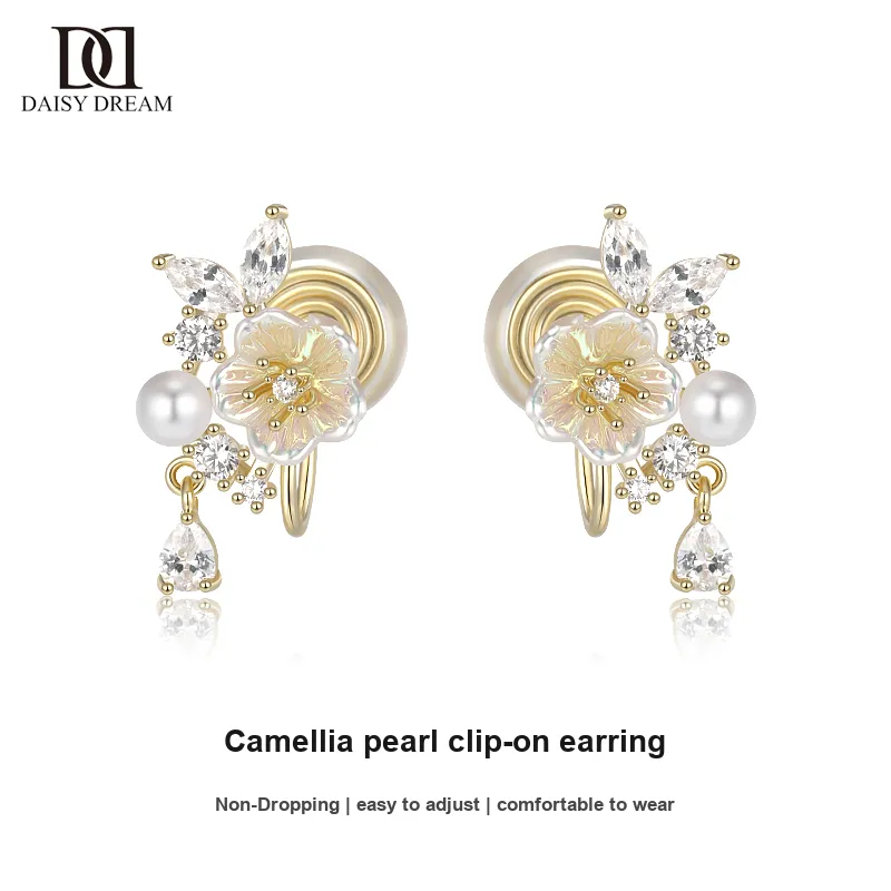 Daisy Dream Zircon Clip On Earrings Women's-3