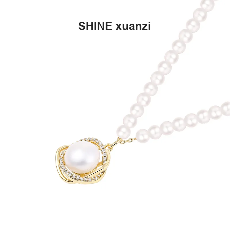 SHINE Shell Pearl, Crystal, Copper Necklaces Women's-1