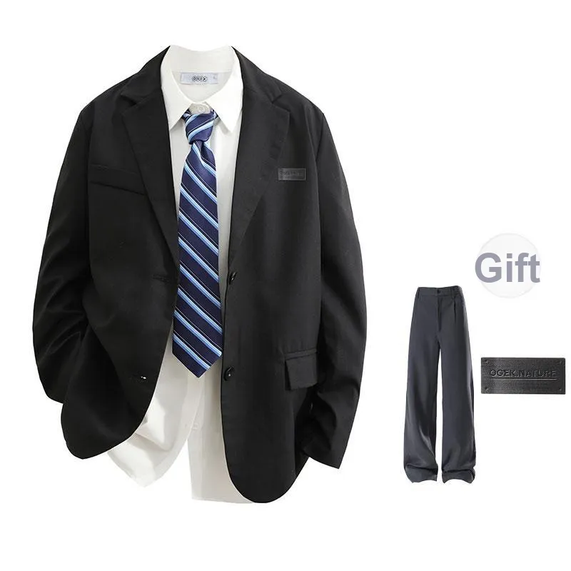 OGEK Business Suit Unisex Dark Gray Comes With White Shirt+Brooch-13