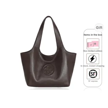 CASSILE Sheepskin Shoulder Bag Soft Bag Portable Laptop Bag Shopping Bag Shoulder Bag Large Size Women's Chocolate