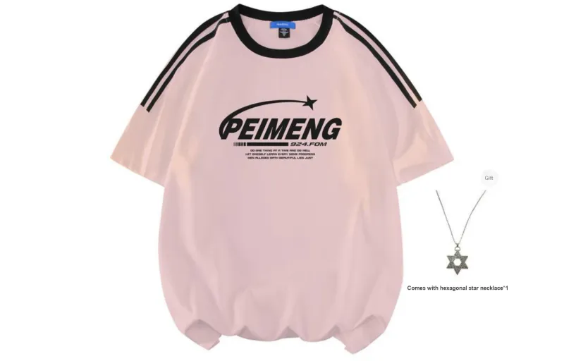 PEIMENG Short Sleeved T Shirts Unisex Comes With Necklace-19