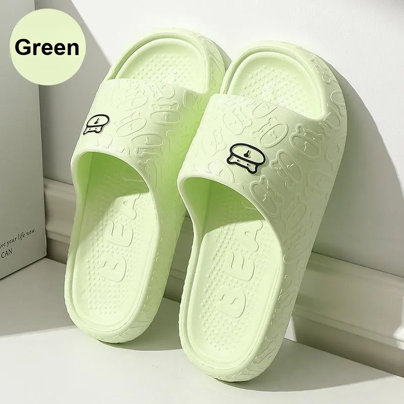 CEO EVA Quiet Home Bathroom Summer Slip Resistant Squashy And Bouncy Feeling Cartoon Bear Platform Slippers-1