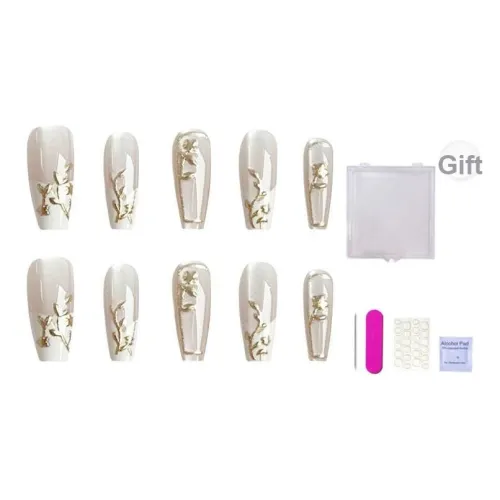 ORANOT Китайский стиль Позолоченный Цветочный Лоза Новый китайский стиль Дзен Чернила False Nail Средний LADDER 24mm